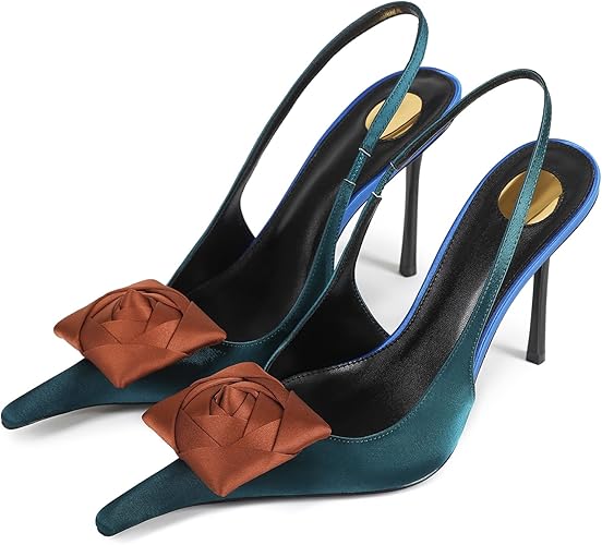 Flower High Heels for Women Closed Pointed Toe Stilettos Heel Pumps - Image 2