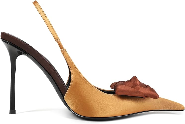 Flower High Heels for Women Closed Pointed Toe Stilettos Heel Pumps - Image 3
