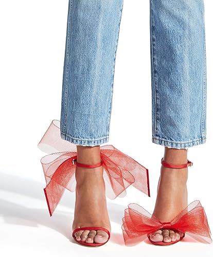 Women's Bow Heels Open Toe Stiletto Heels One Strap Party - Image 8