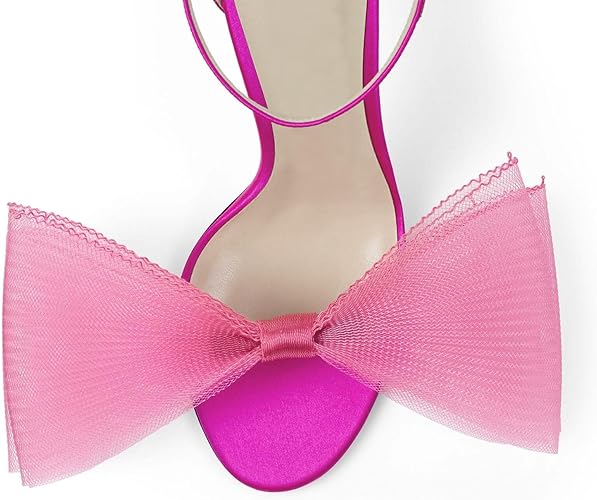 Women's Bow Heels Open Toe Stiletto Heels One Strap Party - Image 6