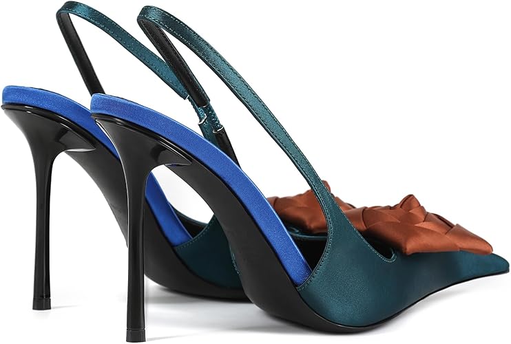 Flower High Heels for Women Closed Pointed Toe Stilettos Heel Pumps - Image 9