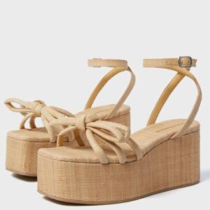 Raffia Platform Sandals for Women Espadrille Wedges Comfortable Summer