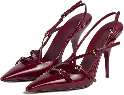 CORNMOOD Slingback Kitten Heels for Women Pointed Closed Toe