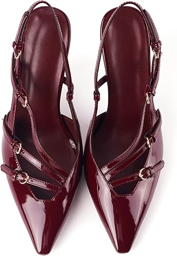 CORNMOOD Slingback Kitten Heels for Women Pointed Closed Toe - Image 8