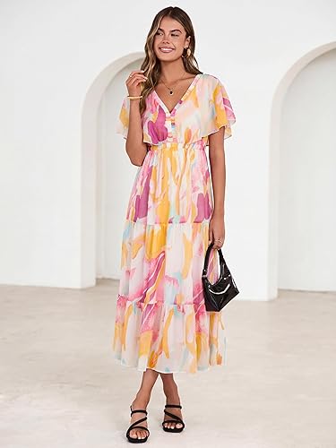 Simplee Womens Floral Boho Maxi Dress Summer Beach - Image 4