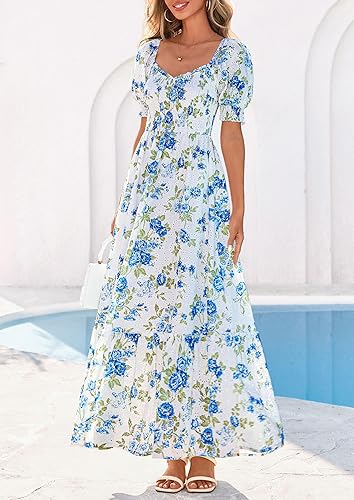 PRETTYGARDEN Women's Floral Boho Maxi Dresses Flowy