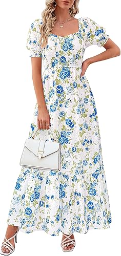 PRETTYGARDEN Women's Floral Boho Maxi Dresses Flowy