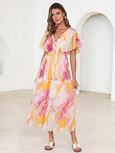 Simplee Womens Floral Boho Maxi Dress Summer Beach - Image 5