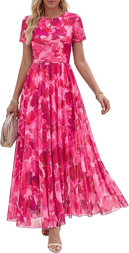 BTFBM Summer Dresses for Women 2026 Formal Short Sleeve Floral