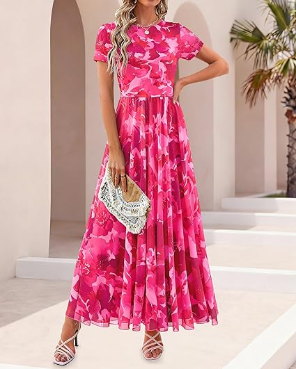 BTFBM Summer Dresses for Women 2026 Formal Short Sleeve Floral - Image 3