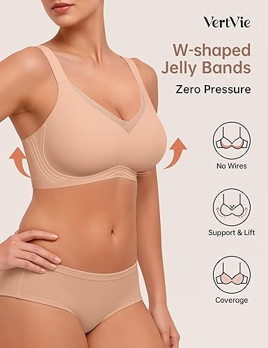 Vertvie Wireless Bras Women Seamless Jelly Supportive Mesh - Image 4