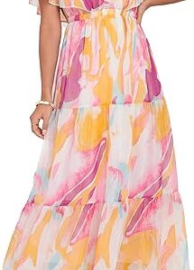 Simplee Womens Floral Boho Maxi Dress Summer Beach