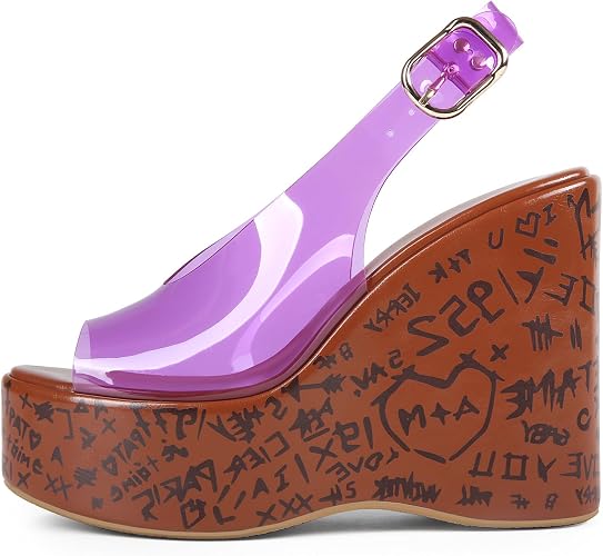 Cork Wedges Heels for Women Platform Sandals Clear Jelly Shoes