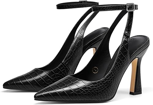 Coutgo Womens Closed Toe High Heels Slingback Pointed Toe