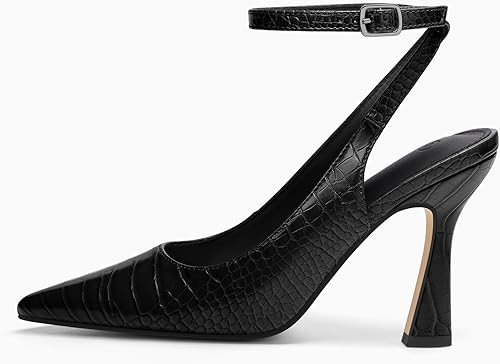 Coutgo Womens Closed Toe High Heels Slingback Pointed Toe - Image 3