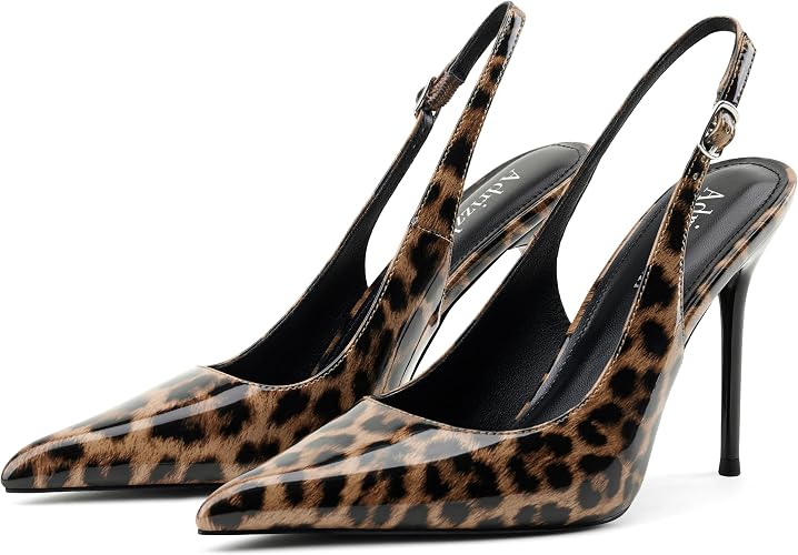 Adrizzlein Womens Slingback High Heels Pointed Toe Heels Closed Toe Stiletto - Image 2