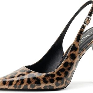 Adrizzlein Womens Slingback High Heels Pointed Toe Heels Closed Toe Stiletto