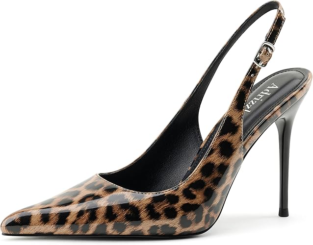 Adrizzlein Womens Slingback High Heels Pointed Toe Heels Closed Toe Stiletto