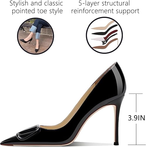 Women's 3.9IN Pointed Toe Stiletto Pumps Shoes Elegant High Heels - Image 3