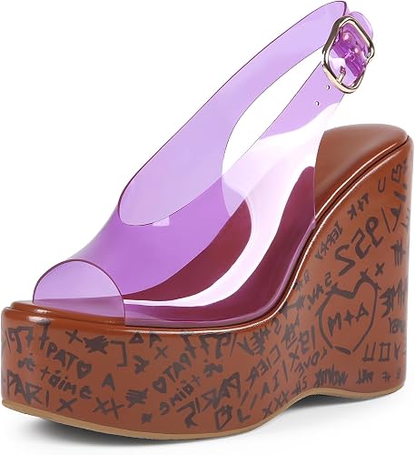 Cork Wedges Heels for Women Platform Sandals Clear Jelly Shoes - Image 6