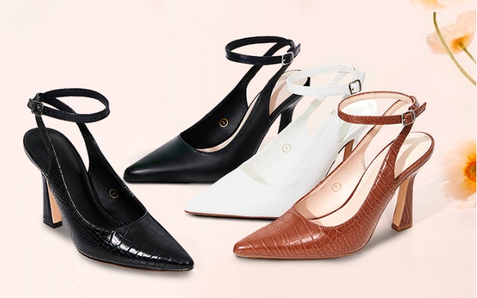 Coutgo Womens Closed Toe High Heels Slingback Pointed Toe - Image 7