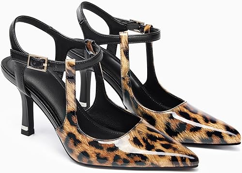 Coutgo Womens High Heels Pointed Toe Ankle Strap Pumps - Image 3