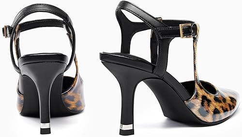 Coutgo Womens High Heels Pointed Toe Ankle Strap Pumps - Image 2