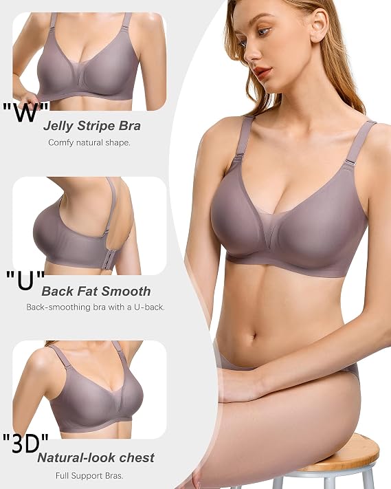 COOL CUTE Jelly Bras for Women No Underwire Sexy V-Neck - Image 2
