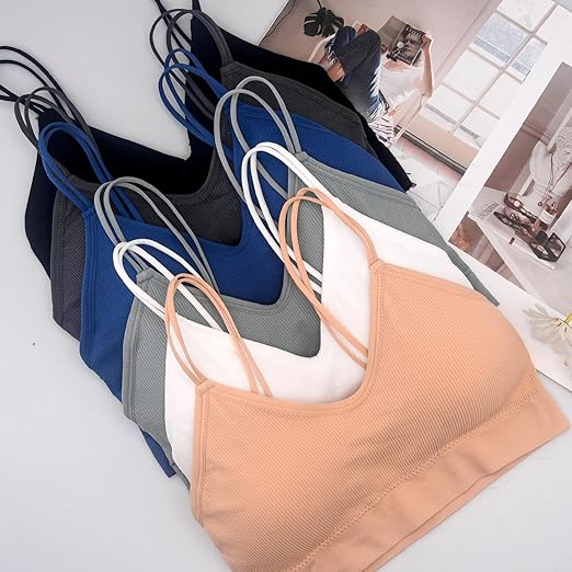 BQTQ 6 Pcs V Neck Bralettes for Women Padded Bralette - Image 3