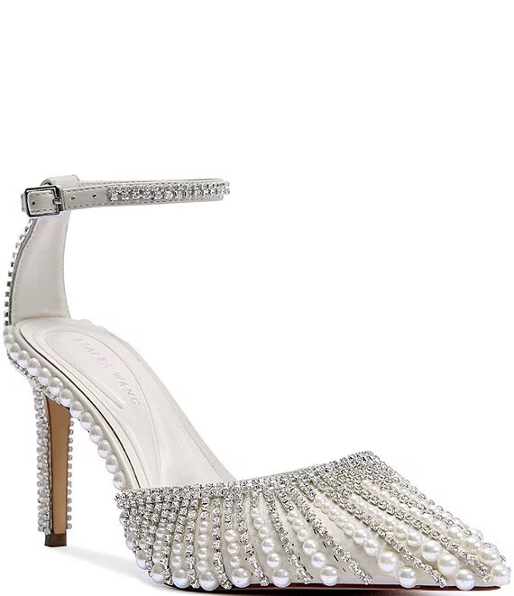 Davina Pearl and Rhinestone Ankle Wrap Pumps Azalea Wang