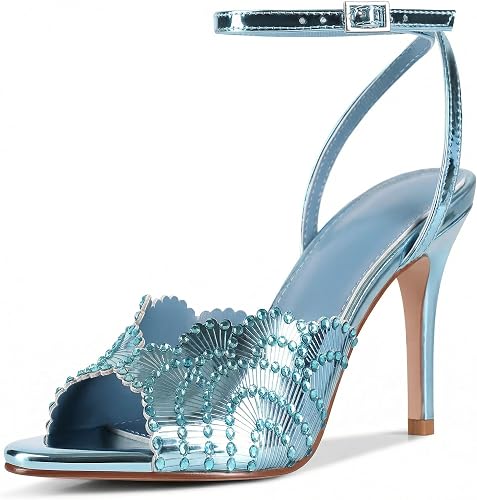 UJPFEO Rhinestone High Heel Sandals for Women Round Open Toe - Image 4