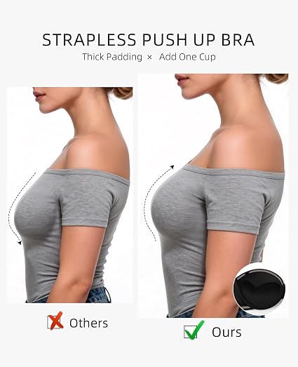 Strapless Push Up Bras for Women Padded Add One Cup - Image 11