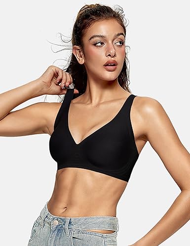OEAK Womens Deep V Bras Wireless Comfortable Bra Bralettes - Image 3