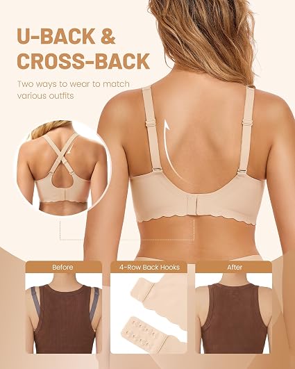 3P Deep V Petal Bras for Women No Underwire Soft - Image 2