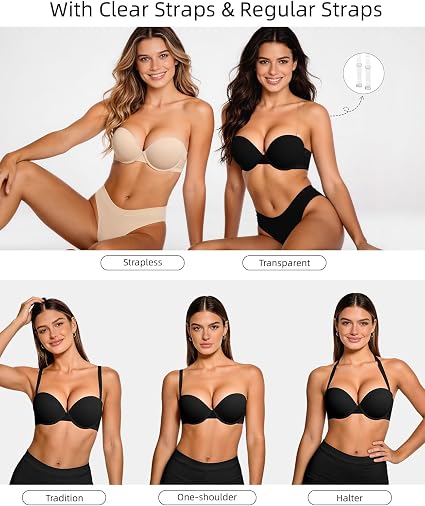 Strapless Push Up Bras for Women Padded Add One Cup - Image 6