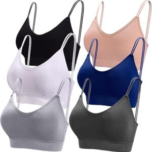 BQTQ 6 Pcs V Neck Bralettes for Women Padded Bralette