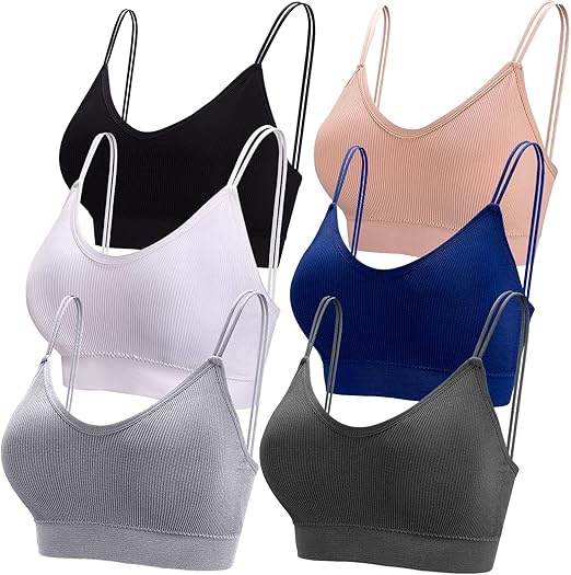 BQTQ 6 Pcs V Neck Bralettes for Women Padded Bralette