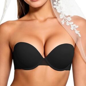 Strapless Push Up Bras for Women Padded Add One Cup