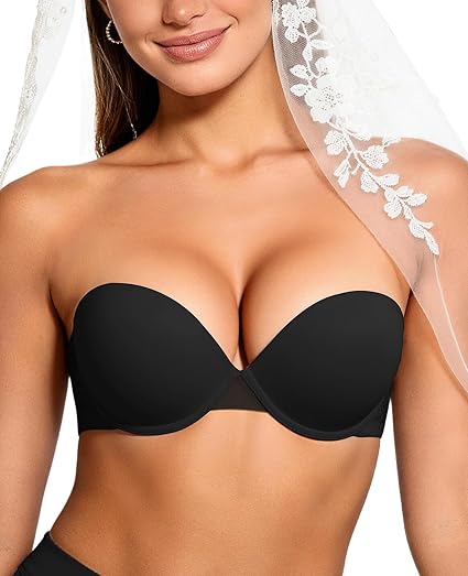 Strapless Push Up Bras for Women Padded Add One Cup
