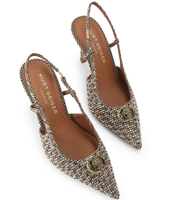 Kurt Geiger London Chelsea Point Crystal Embellished Slingback Pumps - Image 2