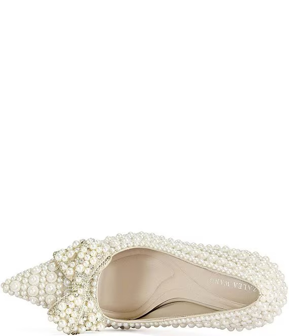 Azalea Wang Naamah Pearl Embellished Bow Pointed Toe Pumps - Image 4