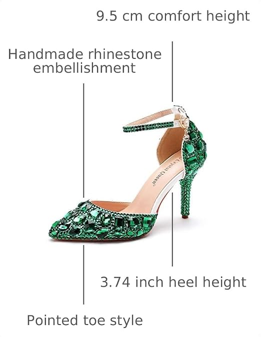 Royal Blue Rhinestone Sandals Thin High Heels Pointed Toe Sandals Blue Crystal - Image 4