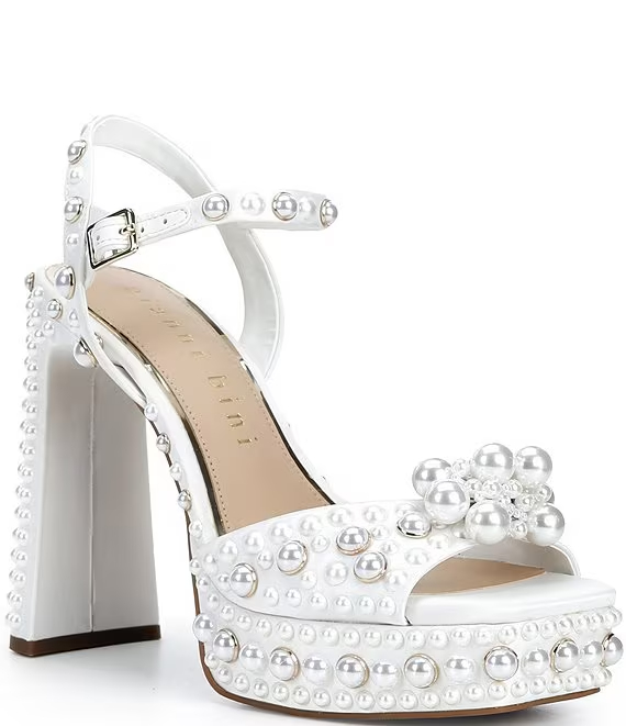 Gianni Bini Hazell Pearl Embellished Ankle Wrap Platform Sandals - Image 4