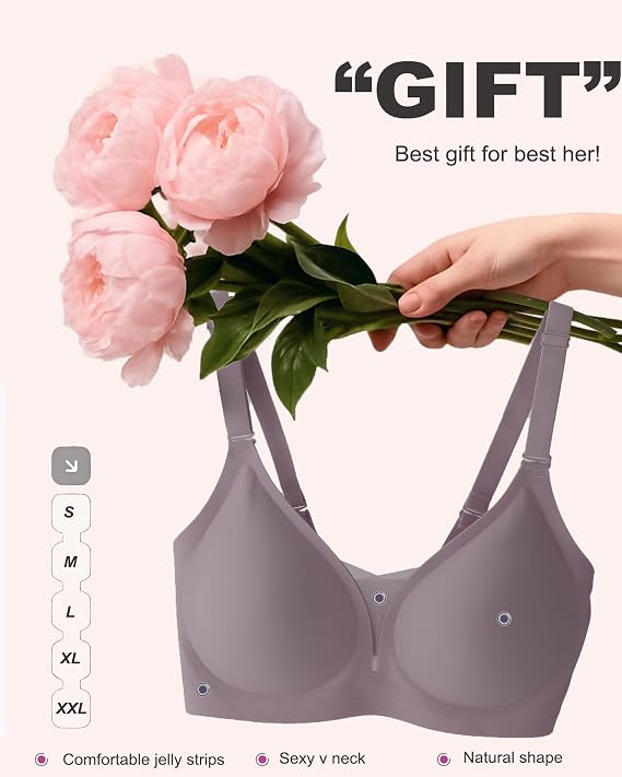 COOL CUTE Jelly Bras for Women No Underwire Sexy V-Neck - Image 4