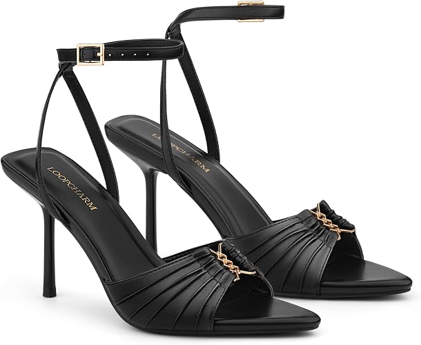 Women's High Stiletto Heels Pointed Open Peep Toe Ankle Strap - Image 3