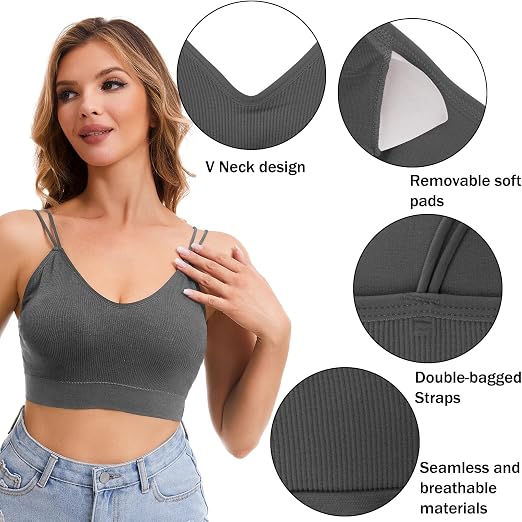 BQTQ 6 Pcs V Neck Bralettes for Women Padded Bralette - Image 4