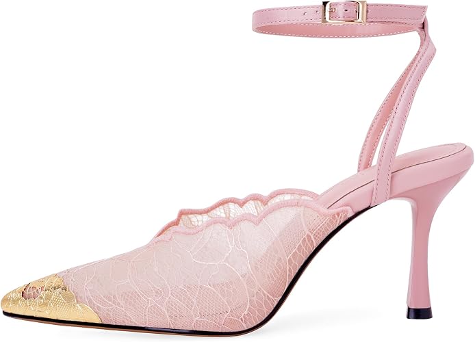 Women Lace Slingback Stiletto High Heels 2026 Pointed Toe Soft Sexy - Image 3