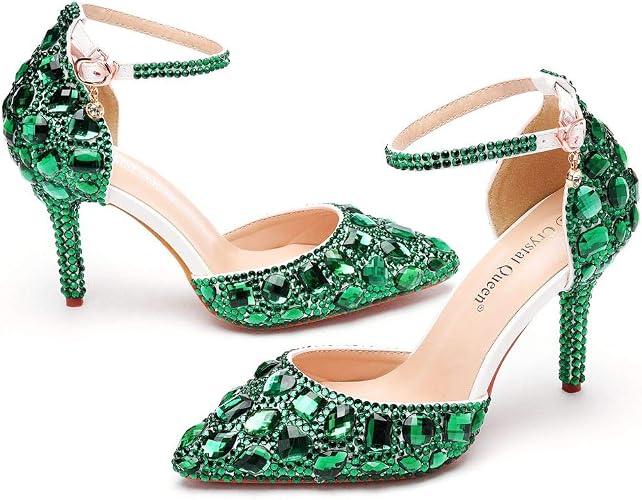 Royal Blue Rhinestone Sandals Thin High Heels Pointed Toe Sandals Blue Crystal - Image 5