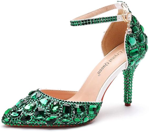 Royal Blue Rhinestone Sandals Thin High Heels Pointed Toe Sandals Blue Crystal - Image 8