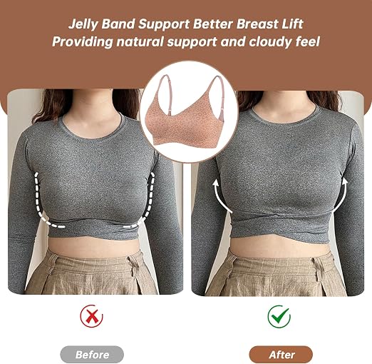 OEAK Womens Wireless Jelly Bras Comfortable Push Up Bra - Image 10